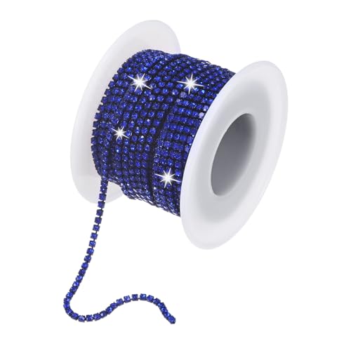 M METERXITY Strassstein-Nahkette, 2 mm 10 Yards Einzelreihe Verzierung Klaue Kette, Kristall Klaue Cup Kette Rolle für Näharbeiten/DIY Dekoration/Schmuckherstellung [Dunkelblau] von M METERXITY