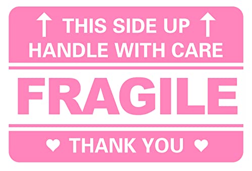 Fragile Aufkleber, 5,1 x 7,6 cm, 100 Stück, niedlich, rosa, zerbrechlich, Versandaufkleber für Karton Fragile Aufkleber, 5,1 x 7,6 cm, 100 Stück, niedlich, rosa, zerbrechlich, Versandaufkleber für Karton von M MeshaKippa