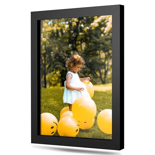 Moderner 20,3 x 22,9 cm schwarzer Bilderrahmen aus Holz mit Echtglas – Wandbehang – Echtholzkante – 22,9 x 20,3 cm Rahmengröße für Familienfoto-Porträt, Posterdrucke, Dokumente, Kunstdruck, modernes von M Modern Memory Design