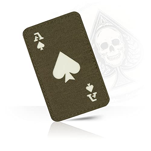 M-Tac Ace of Spades Patch Death Card - Tactical Moral Patch for Military Gear - Army Patches for Clothes, Jackets, Backpacks, Hats - Combat Hook and Loop Patches (Ranger Green/GITD) von M-Tac