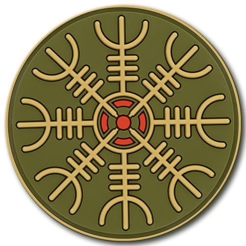 M-Tac Taktisches Patch Aegishjalmur – Wikinger PVC Klett-Patch, 3D Militär-Abzeichen, Hełm Grozy, Nordic Symbol, Velcro Patch für Rucksack, Jacke, Molle, Airsoft, Bundeswehr, Outdoor, Olive von M-Tac