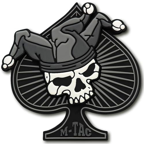 M-Tac Morale Patch Joker Totenkopf Death Card Tactical 3D PVC (Schwarz-Weiß) von M-Tac