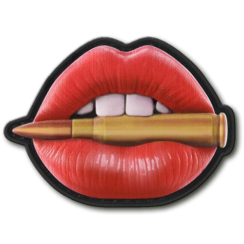 M-Tac Morale Patch Red Lips with Bullet - PVC Tactical Military Patch with Hook Fastener Backing - Patches for Vest Backpacks Hats (Red) von M-Tac