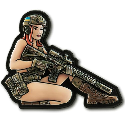 M-Tac Morale Patch Tactical Girl - PVC Tactical Military Patch mit Hakenverschluss Rückseite - Patches für Weste, Rucksäcke, Hüte (Tattoo 4) (Sniper Girl) von M-Tac