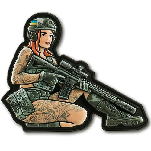 M-Tac Morale Patch Tactical Girl - PVC Patches für Weste, Rucksäcke, Hüte - Taktischer Militär Patch mit Hakenverschluss Rückseite (Tattoo 2) von M-Tac