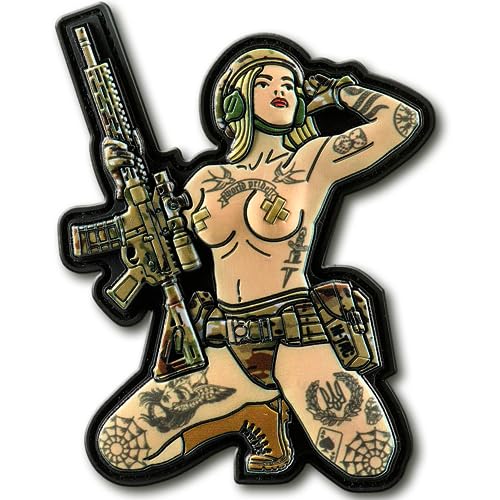 M-Tac Morale Patch Tactical Girl - PVC Tactical Military Patch with Hook Fastener Backing - Patches for Weste, Backpacks, Hats (Tattoo 1) von M-Tac