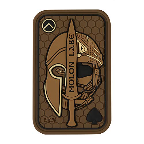 M-Tac 3D PVC Klett-Patch „Molon Labe Ace“ – 108×68 mm Militärischer Gummi-Aufnäher mit 3D-Relief, hochbelastbares PVC, Klettverschluss für Uniform, Rucksack & taktische Ausrüstung, Coyote von M-Tac