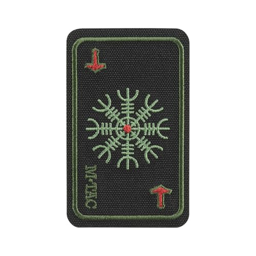 M-Tac Klett-Patch Aegishjalmur – Wikinger Morale Patch PVC, Hełm Grozy, 3D Taktisches Abzeichen, Thor Hammer, Nordische Mythologie, Velcro Patch für Airsoft, Militär, Outdoor, Molle, Black/Olive von M-Tac