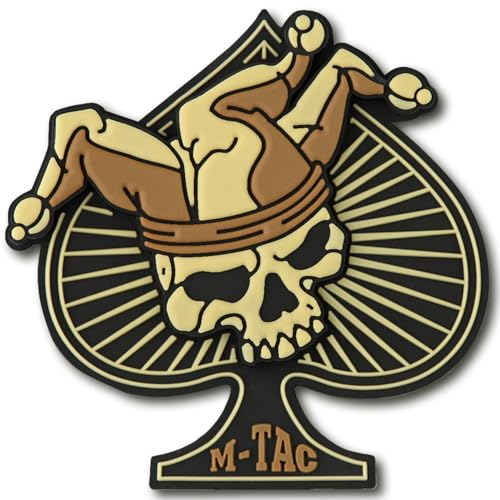 M-Tac 3D PVC Patch Ace of Spades, taktische Klett-Namensschild, Militär Morale Patch, wasserdicht & langlebig, für Rucksäcke, Jacken & Airsoft, Klettverschluss für einfache Befestigung, Schwarz-Coyote von M-Tac