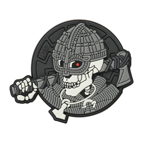 M-Tac Undead Viking 3D PVC Klett-Patch – 50 mm Rundes Moral-Patch mit Grimmdem Wikinger-Schädel in 3D-Relief, wetterfestes PVC, starker Klettverschluss für Ärmel, Rucksäcke & Helme, Grey von M-Tac