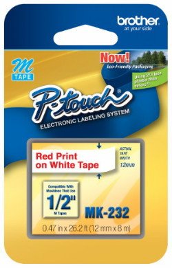 1/5,1 cm (12 mm) rot auf weiß P-touch M Tape für Brother Home & Hobby, Heim und Hobby Label Maker von M Tapes