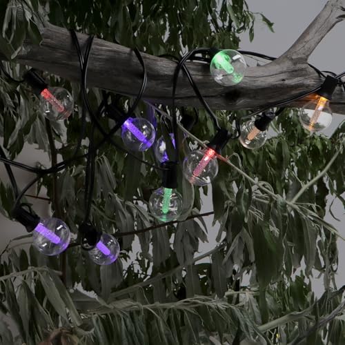 M mimotec Solar-LED-Lichterkette für den Außenbereich, 7,5 m, RGB dimmbar, 15 Lampen, IP54 wasserdicht, Dekoration für Garten, Terrasse, Fassade, Terrasse von M mimotec