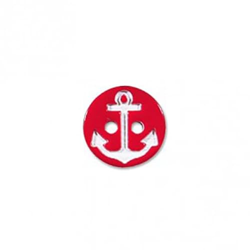 M & C Knöpfe mit 2 Löchern, Anker, Rot/Weiß, 13 mm, 6 Stück M & C Knöpfe mit 2 Löchern, Anker, Rot/Weiß, 13 mm, 6 Stück von M&Co