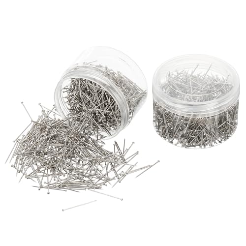 M&G 2er Pack Gerade Pins, 1 Zoll Nähpins Gerade Pins Nähen Stecknadeln Flachkopf Rostfreier Stahl mit Kunststoffbox für Nähen Stoff Handwerk, Silberton von M&G