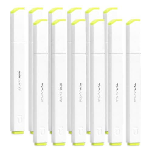 M&G Gelber Textmarker, 12 Stück Textmarker keine durchden Textmarker Stifte Neon weiche Textmarker in großer Menge klarer Blick helle Spitze Marker für Zuhause Büro, Quadratisch von M&G