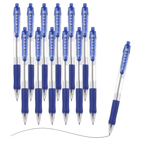 M&G Kugelschreiber 0,5 mm, 12 Stück einziehbarer Feinspitze Blau Tinten-Klick-Kugelschreiber Schreibbedarf für Journaling Home Office Klassenzimmer, Transparent von M&G