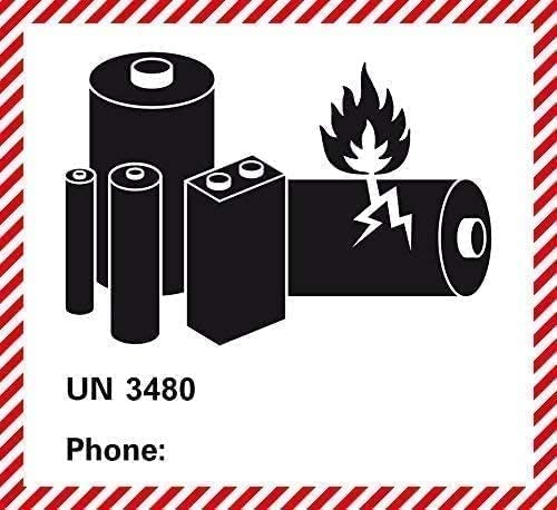 Gefahrgutetiketten - Transportaufkleber - Klasse UN 3480 - Lithium-Ionen-Batterien - ohne Telefonnummer - zum selbstbedrucken/aufkleben - Stückzahl frei wählbar - 120 x 11 mm (100) von M&M Smartek