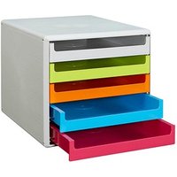 AKTION: M&M Schubladenbox  grau, grün, orange, blau, rot, DIN A4 mit 5 Schubladen von M&M