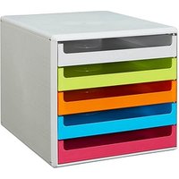 M&M Schubladenbox  grau, grün, orange, blau, rot 30050967, DIN A4 mit 5 Schubladen von M&M