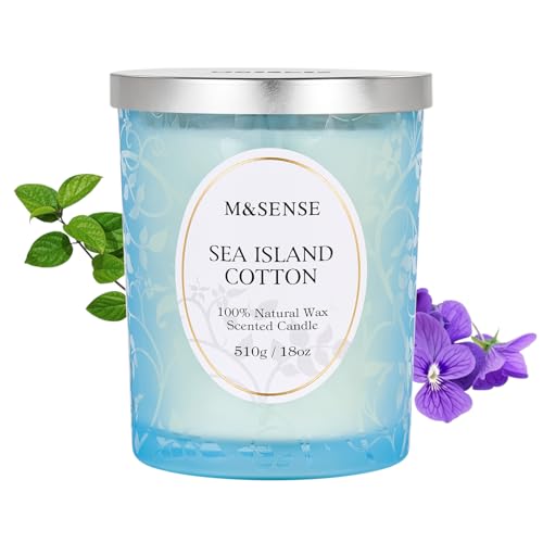 M&SENSE Duftkerze mit knisterndem Holzdocht Seeninsel Baumwolle Kerzenduft 510g Natürliche Sojakerzen mit 100 Std langsam Verbrennung Holzdochtkerze für Entspannung Spa Dekoration M&SENSE Duftkerze mit knisterndem Holzdocht Seeninsel Baumwolle Kerzenduft 510g Natürliche Sojakerzen mit 100 Std langsam Verbrennung Holzdochtkerze für Entspannung Spa Dekoration von M&SENSE