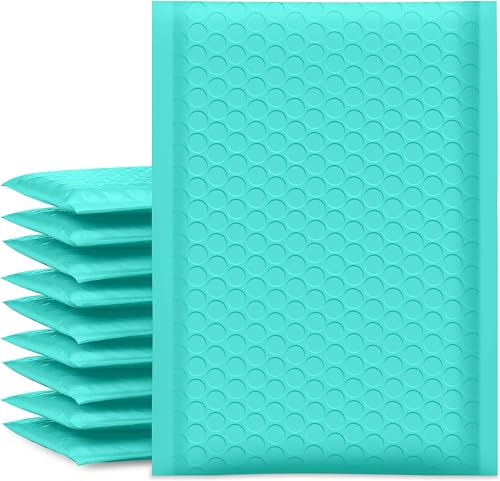 Luftpolster-Versandtaschen, Umschläge, Metallfolie, wasserdicht, selbstklebend, Gold, Silber, Schwarz oder Rosa, 100 Stück (Blaugrün, 220 x 270 mm) von M7 Packaging
