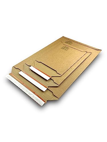 100 x Versandtaschen DIN A5 aus Wellpappe 200x280mm, Versandtaschen A5 aus Karton, Warensendung Umschlag, Versandkarton Warensendung von Bücher Kleidung Wellpapptaschen B5 Warenversand Umschläge von MA-Verpackungen