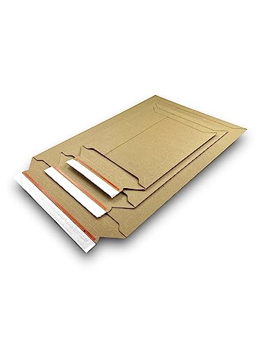 50 Stk. DIN A4 Versandtasche aus Pappe 250 x 353 mm selbstklebend - Papp-Kuverts B4 für Büchersendung, Klamotten, Dokumente, Warensendung, Umschlag Büwa Versandtaschen A4 von MA-Verpackungen