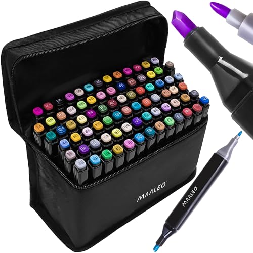 Doppelseitige Alkoholmarker Tasche zum Zeichnen & Malen für Kinder & Erwachsene Filzstifte Stifte Set 80 Stück 24103 Doppelseitige Alkoholmarker Tasche zum Zeichnen & Malen für Kinder & Erwachsene Filzstifte Stifte Set 80 Stück 24103 von MAALEO