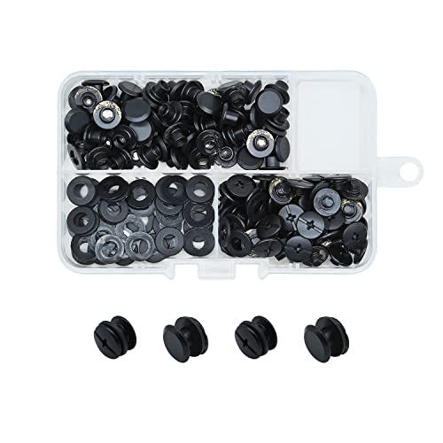 MABAHON 80 Satz Buchschrauben Schwarz M5x4 mm Chicago Schrauben Nieten Button Gürtelschrauben Schraubnieten für DIY Leder Dekoration Bookbinding Buchbinderei Gürtel Dekoration von MABAHON