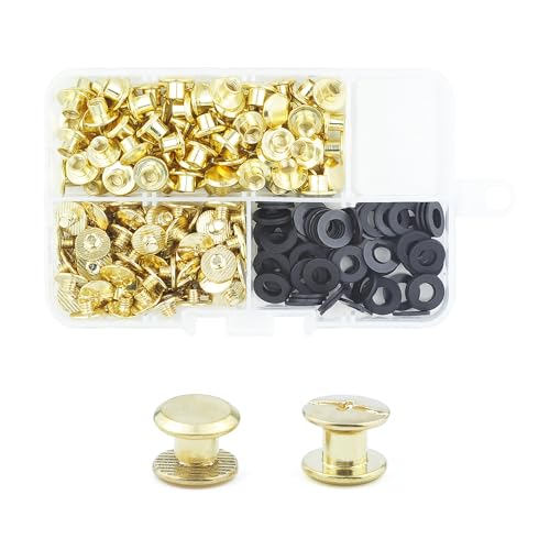 MABAHON 80 Satz Chicago Schrauben M5x4mm Buchschrauben Gürtelschrauben Schraubnieten für Taschen, Handwerk, Halsband, Geschirr, Gepäck, Geldbörse, Hundeleine, Rucksack, Gürtel Gold von MABAHON