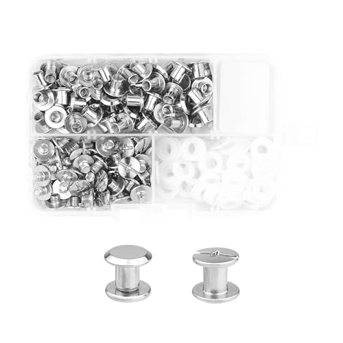 MABAHON 80Sets Chicago Buchschrauben M5x6mm Binding Schrauben kit Nieten Schraube Metallzubehör Chicago Button für Bookbinding,DIY Leder Dekoration,Geschirr, Gepäck, Geldbörse(Silber) MABAHON 80Sets Chicago Buchschrauben M5x6mm Binding Schrauben kit Nieten Schraube Metallzubehör Chicago Button für Bookbinding,DIY Leder Dekoration,Geschirr, Gepäck, Geldbörse(Silber) von MABAHON