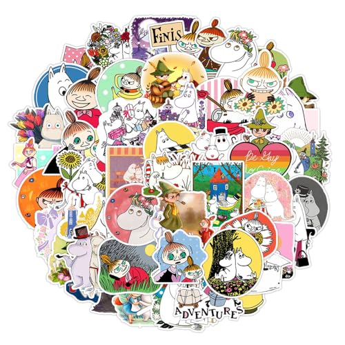 50 Stück/Lot Mumins Nilpferd-Aufkleber, wasserdichte Vinyl-Anime-Aufkleber für Laptop, Wasserflasche, Gitarre, Reisegeschenk für Kinder, Teenager, Erwachsene, Mädchen, Jungen von MACEROES