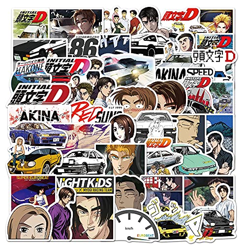 50 Teile/los Initialen D Aufkleber Wasserdichte Vinyl Anime Aufkleber Aufkleber für Laptop Wasserflasche Gitarre Reise Geschenk für Kinder Teenager Erwachsene Mädchen Jungen von MACEROES