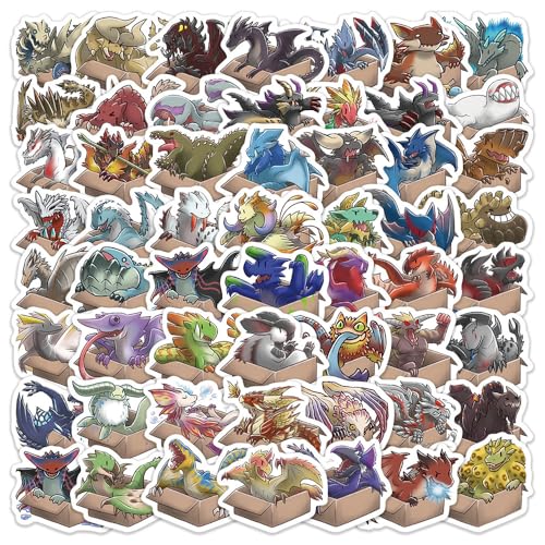 60 Stück/Lot Monsters Hunters Aufkleber, wasserdichte Vinyl-Anime-Aufkleber für Laptop, Wasserflasche, Gitarre, Reisegeschenk für Kinder, Teenager, Erwachsene, Mädchen, Jungen von MACEROES