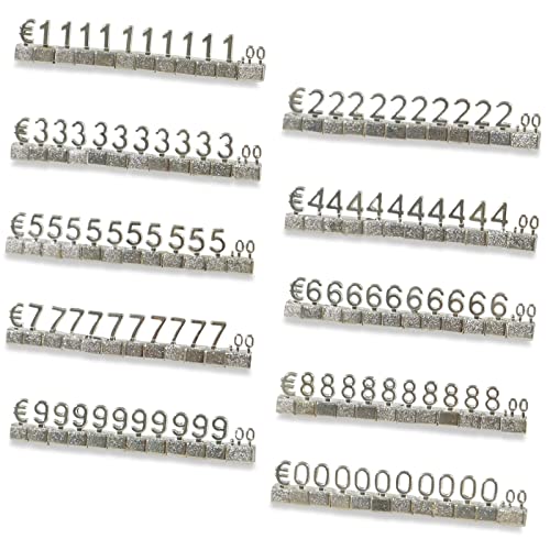 Digital-Preisschilder, 3D-Metallregale, verstellbar, Euro-Euro-Preiswürfel, Set für Shop, Präsentation, Schmuck, Uhren, Geschäft, Büro, Ausstellung, Preismarkierungsetiketten, silberfarben, 10 Stück von MACHSWON
