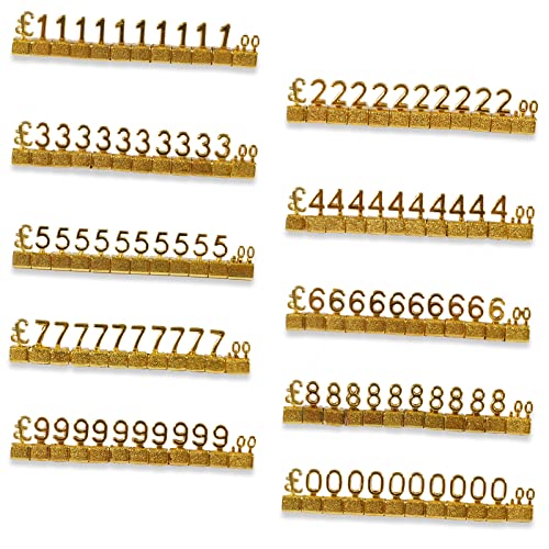 Digital-Preisschilder, 3D-Metallregale, verstellbar, GBP, Preiswürfel-Set für Shop, Präsentation, Schmuck, Uhren, Geschäft, Büro, Ausstellung, Preismarkierungsetiketten, Gold, 10 Stück von MACHSWON