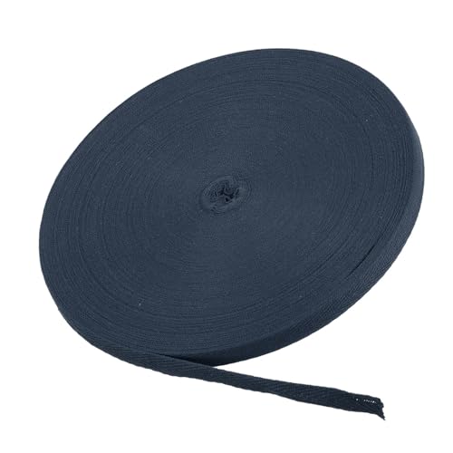 MACHSWON Baumwoll-Twill-Klebeband, 0,9 cm, 45,7 m, Baumwollband, Schrägband, Fischgrätenmuster, Gurtband zum Nähen, Geschenkverpacken, Basteln, DIY, Dunkelblau von MACHSWON