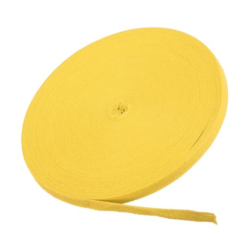 MACHSWON Baumwoll-Twill-Klebeband, 0,9 cm, 45,7 m, Baumwollband, Schrägband, Fischgrätenmuster, Gurtband zum Nähen, Geschenkverpacken, Basteln, DIY, Gelb von MACHSWON