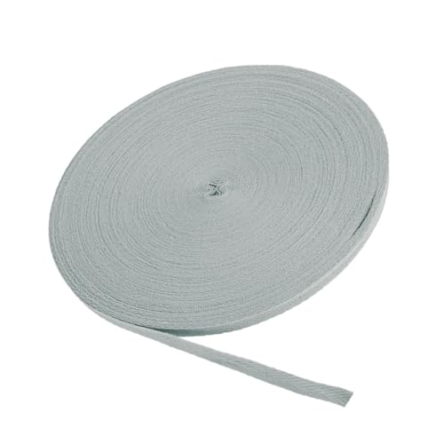 MACHSWON Baumwoll-Twill-Klebeband, 0,9 cm, 45,7 m, Baumwollband, Schrägband, Fischgrätenmuster, Gurtband zum Nähen, Geschenkverpacken, Basteln, DIY, Hellgrau von MACHSWON