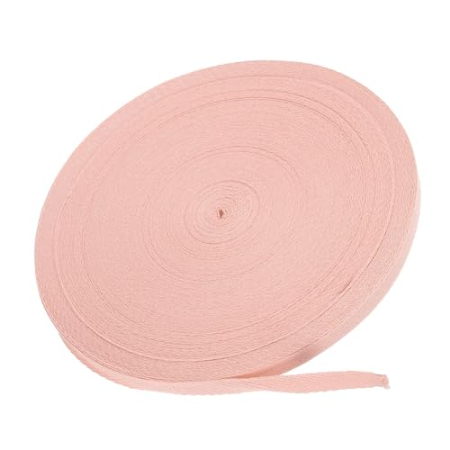 MACHSWON Baumwoll-Twill-Klebeband, 0,9 cm, 45,7 m, Baumwollband, Schrägband, Fischgrätenmuster, Gurtband zum Nähen, Geschenkverpacken, Basteln, DIY, Hellrosa von MACHSWON