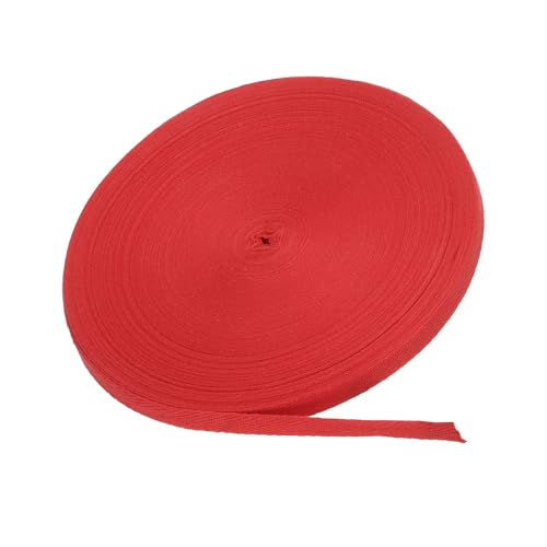 MACHSWON Baumwoll-Twill-Klebeband, 0,9 cm, 45,7 m, Baumwollband, Schrägband, Fischgrätenmuster, Gurtband zum Nähen, Geschenkverpacken, Basteln, DIY, Rot von MACHSWON