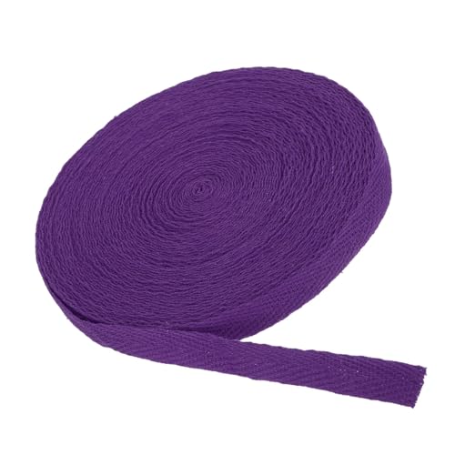 MACHSWON Baumwoll-Twill-Klebeband, 0,9 cm, 45,7 m, Baumwollband, Schrägband, Fischgrätenmuster, Gurtband zum Nähen, Geschenkverpacken, Basteln, DIY, Violett von MACHSWON