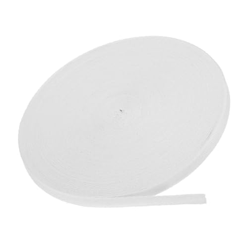 MACHSWON Baumwoll-Twill-Klebeband, 0,9 cm, 45,7 m, Baumwollband, Schrägband, Fischgrätenmuster, Gurtband zum Nähen, Geschenkverpacken, Basteln, DIY, Weiß von MACHSWON