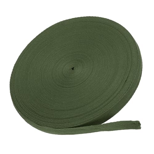 MACHSWON Baumwoll-Twill-Klebeband, 1,6 cm, 45,7 m, Baumwollband, Schrägband, Fischgrätenmuster, Gurtband zum Nähen, Geschenkverpacken, Basteln, DIY, Armeegrün von MACHSWON