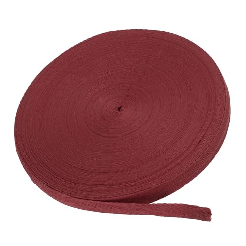 MACHSWON Baumwoll-Twill-Klebeband, 1,6 cm, 45,7 m, Baumwollband, Schrägband, Fischgrätenmuster, Gurtband zum Nähen, Geschenkverpacken, Basteln, DIY, Dunkelrot von MACHSWON