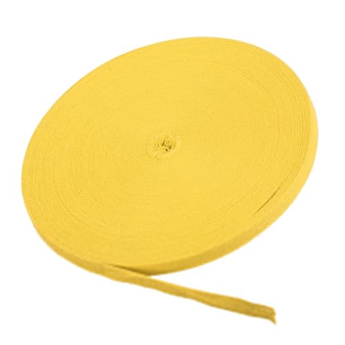 MACHSWON Baumwoll-Twill-Klebeband, 1,6 cm, 45,7 m, Baumwollband, Schrägband, Fischgrätenmuster, Gurtband zum Nähen, Geschenkverpacken, Basteln, DIY, Gelb von MACHSWON