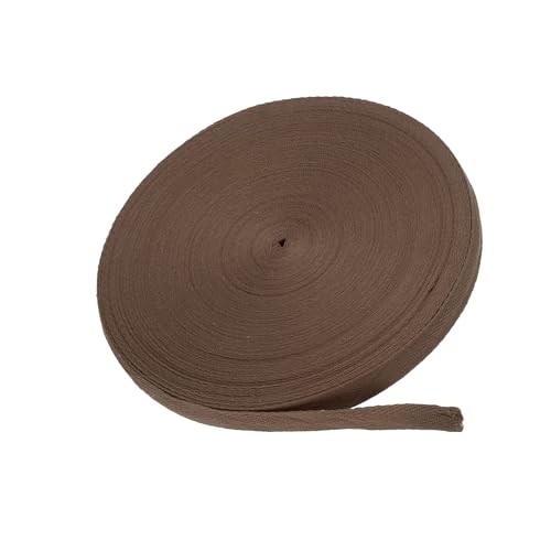 MACHSWON Baumwoll-Twill-Klebeband, 1,6 cm, 45,7 m, Baumwollband, Schrägband, Fischgrätenmuster, Gurtband zum Nähen, Geschenkverpacken, Basteln, DIY, Kaffee von MACHSWON