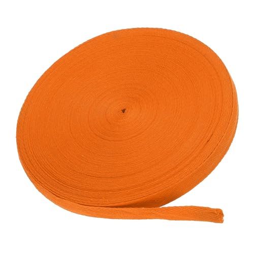 MACHSWON Baumwoll-Twill-Klebeband, 1,6 cm, 45,7 m, Baumwollband, Schrägband, Fischgrätenmuster, Gurtband zum Nähen, Geschenkverpacken, Basteln, DIY, Orange von MACHSWON