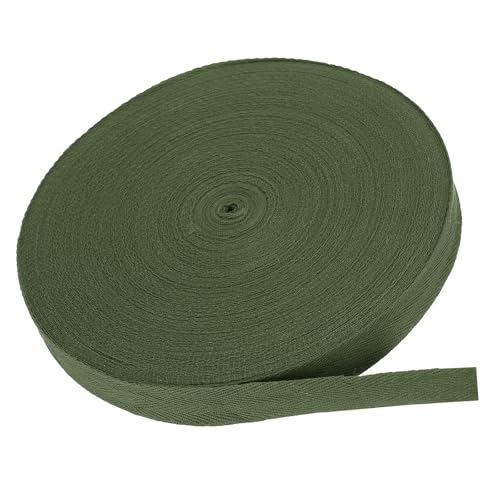 MACHSWON Baumwoll-Twill-Klebeband, 1,9 cm, 45,7 m, Baumwollband, Schrägband, Fischgrätenmuster, Gurtband zum Nähen, Geschenkverpacken, Basteln, DIY, Armeegrün von MACHSWON