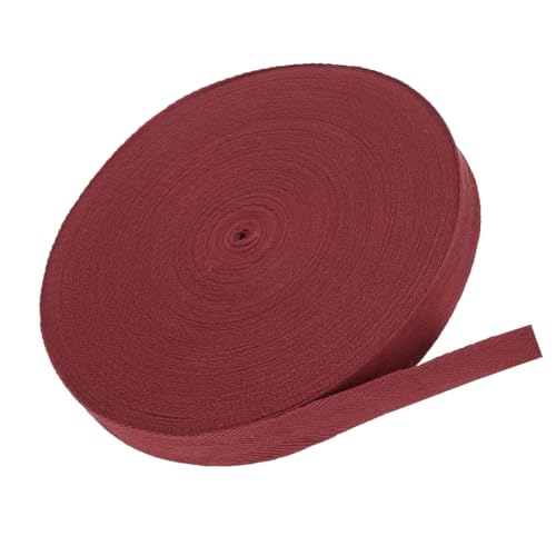 MACHSWON Baumwoll-Twill-Klebeband, 1,9 cm, 45,7 m, Baumwollband, Schrägband, Fischgrätenmuster, Gurtband zum Nähen, Geschenkverpacken, Basteln, DIY, Dunkelrot von MACHSWON